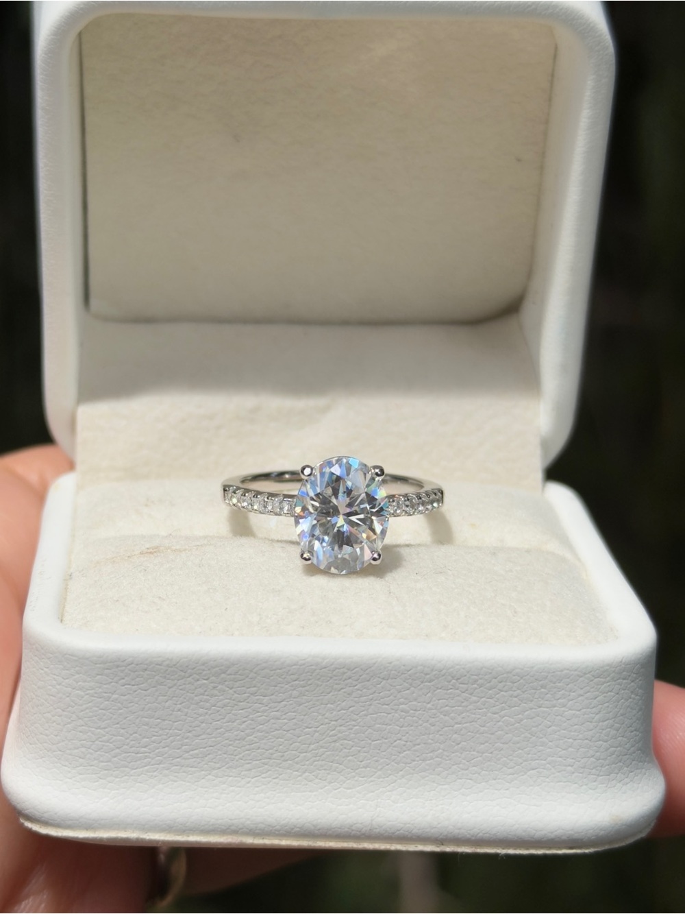 3ct oval cut real moissanite VVS1 color D engagement ring